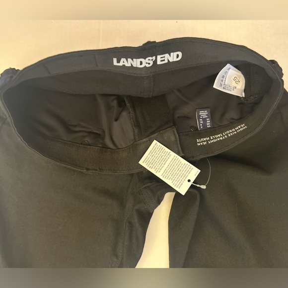 Lands' End high rise straight black denim jeans NWT Sz-4. O2 - Picture 6 of 10